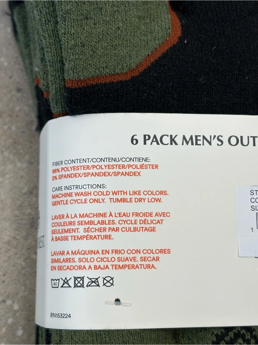 RAINFOREST Men's Outdoor Crew Socks - Olive Green with Black Accents (6 Pack)